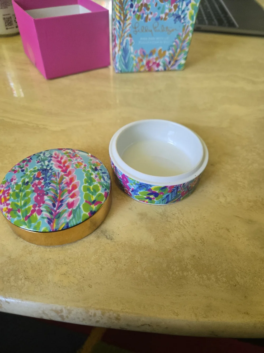 Lilly Pulitzer Ring Dish With Lid - Multicolor